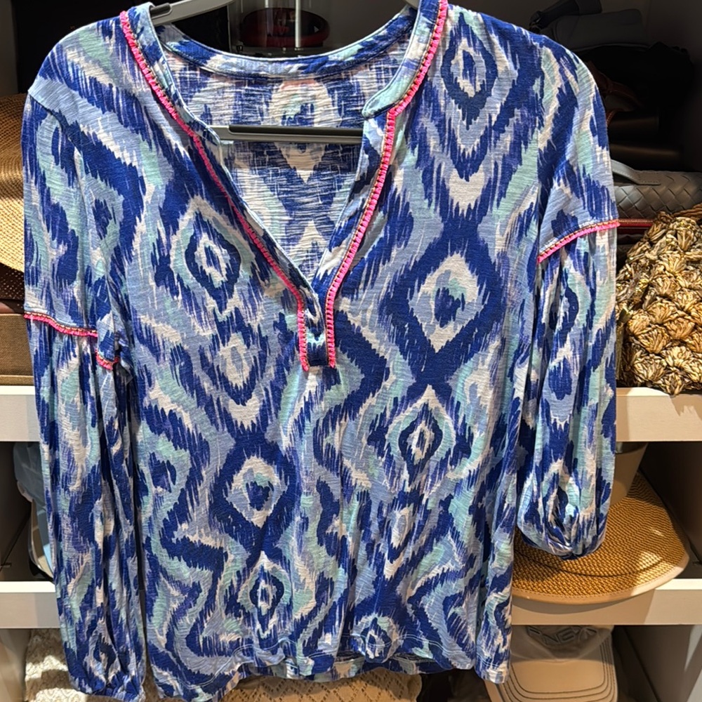 Lilly Pulitzer Blue and Pink Patterned Top